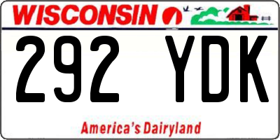 WI license plate 292YDK