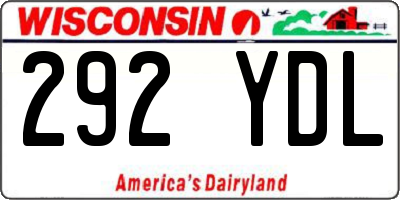 WI license plate 292YDL
