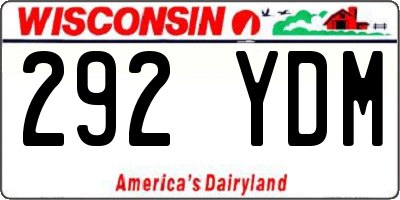 WI license plate 292YDM