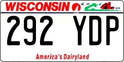 WI license plate 292YDP