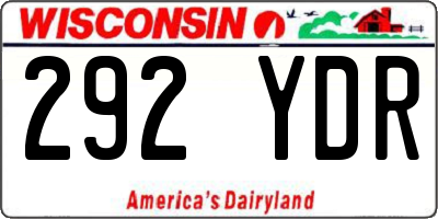 WI license plate 292YDR