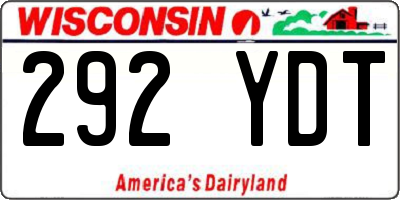 WI license plate 292YDT
