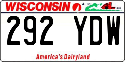 WI license plate 292YDW