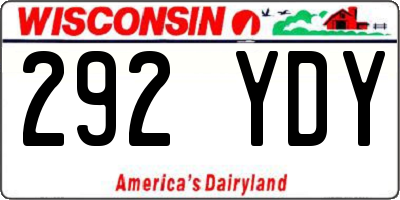 WI license plate 292YDY