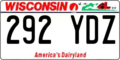 WI license plate 292YDZ