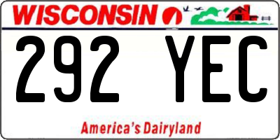 WI license plate 292YEC