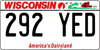 WI license plate 292YED