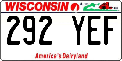 WI license plate 292YEF