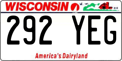 WI license plate 292YEG