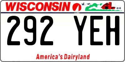 WI license plate 292YEH