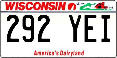 WI license plate 292YEI