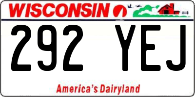 WI license plate 292YEJ