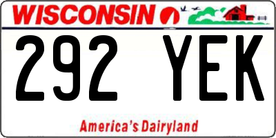 WI license plate 292YEK