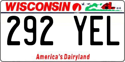 WI license plate 292YEL