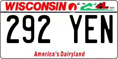 WI license plate 292YEN
