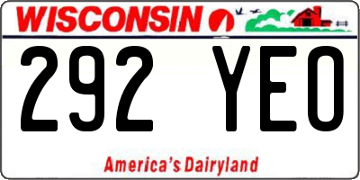 WI license plate 292YEO