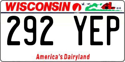 WI license plate 292YEP