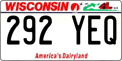 WI license plate 292YEQ