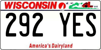 WI license plate 292YES