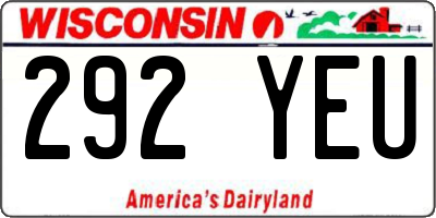 WI license plate 292YEU