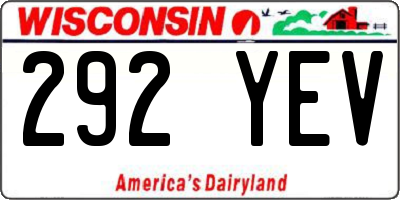 WI license plate 292YEV