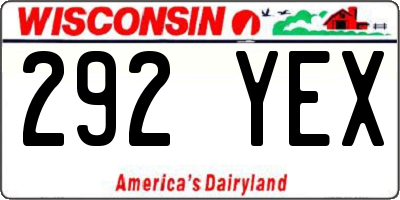 WI license plate 292YEX