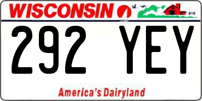 WI license plate 292YEY