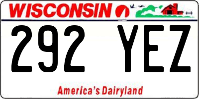WI license plate 292YEZ