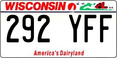 WI license plate 292YFF
