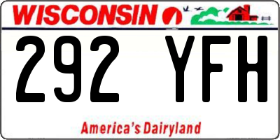 WI license plate 292YFH