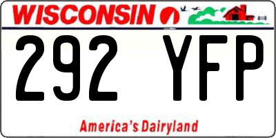 WI license plate 292YFP