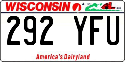 WI license plate 292YFU