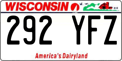 WI license plate 292YFZ