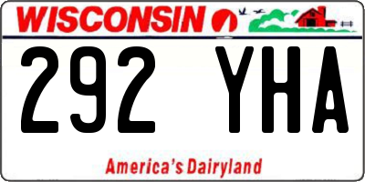 WI license plate 292YHA