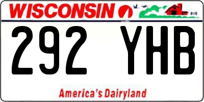WI license plate 292YHB