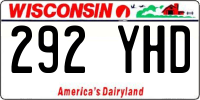 WI license plate 292YHD