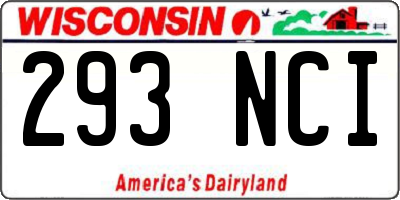 WI license plate 293NCI