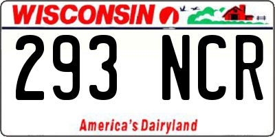 WI license plate 293NCR