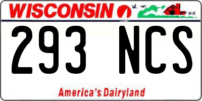 WI license plate 293NCS