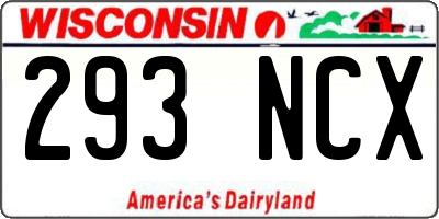 WI license plate 293NCX
