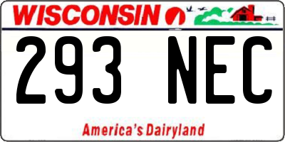 WI license plate 293NEC