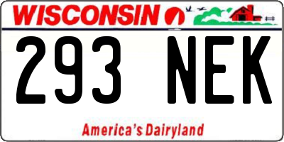 WI license plate 293NEK