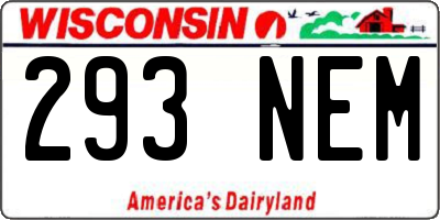 WI license plate 293NEM