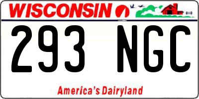 WI license plate 293NGC