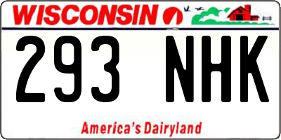 WI license plate 293NHK