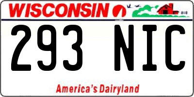 WI license plate 293NIC