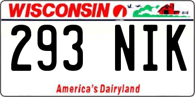 WI license plate 293NIK