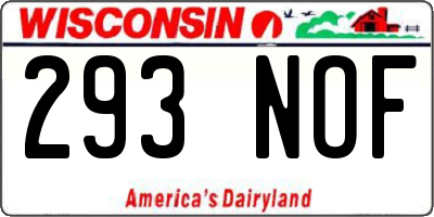 WI license plate 293NOF