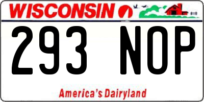 WI license plate 293NOP