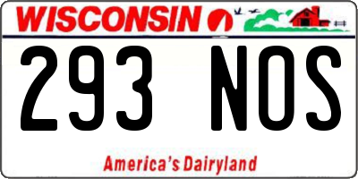 WI license plate 293NOS